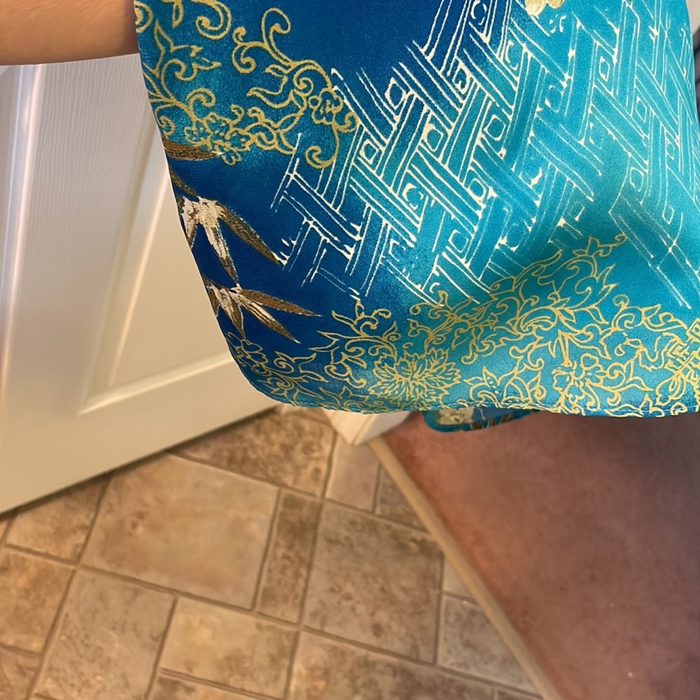 Kathie Lee medium polyester 8/10 blues taupe floral lined midi - Picture 10 of 10